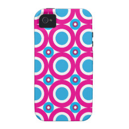 Hot Pink and Teal Polka Dots Pattern Case For The iPhone 4