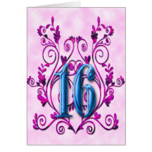 Hot Pink and Turquoise Sweet 16 Birthday RSVP Card