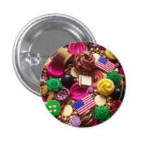 Hot Pink and Vintage Green Buttons buttons