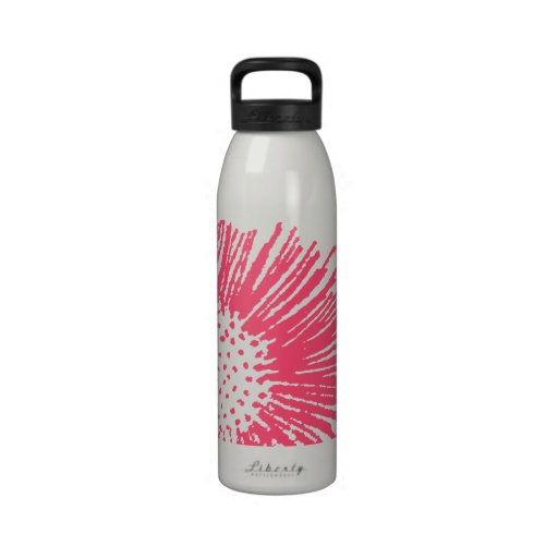 Hot Pink and White Abstract Daisy Reusable Water Bottle