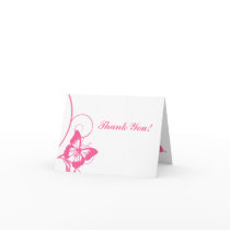 Hot Pink and White Butterfly Thank You Greeting Cards