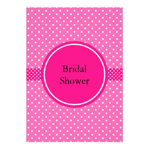 Hot Pink and White Polka Dot Bridal Shower Personalized Announcement