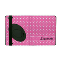 Hot Pink and White Polka Dot Pattern iPad Cases