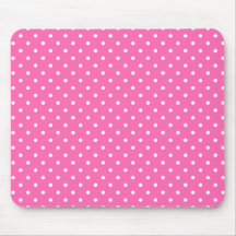 Hot Pink and White Polka Dot Pattern Mouse Pads