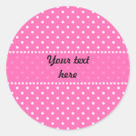 Hot Pink and White Polka Dot Pattern Round Sticker