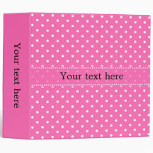 Hot Pink and White Polka Dot Pattern Vinyl Binder