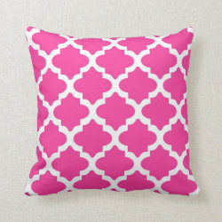 Hot Pink And White Quatrefoil Throw Pillow