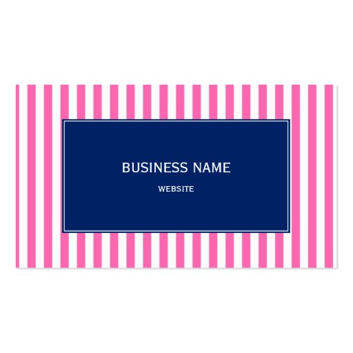 Hot Pink and White Stripes with Royal Blue Business Card Templates (back side)