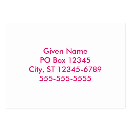 Hot Pink and White Zebra Print Business Card Templates (back side)
