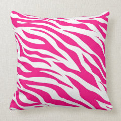 Hot Pink and White Zebra Stripes Wild Animal Print Pillow