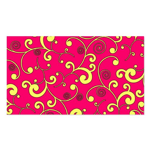 Hot Pink and Yellow Scroll Stripe Business Card (back side)