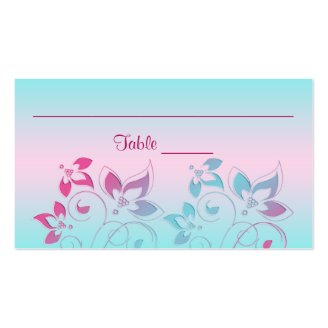 Hot Pink, Aqua Floral Place Cards Business Cards