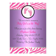 Hot Pink Baby Shower Custom Invites
