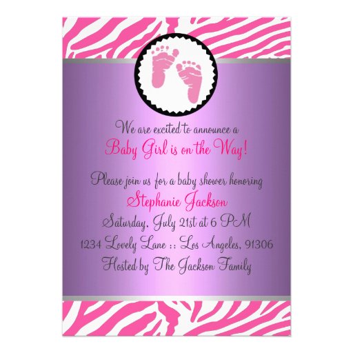 Hot Pink Baby Shower Custom Invites (front side)