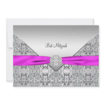 Hot Pink Bat Mitzvah Custom Invites