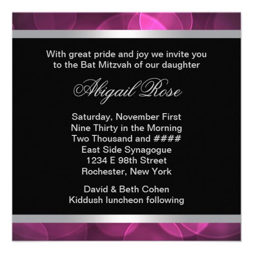 Hot Pink Bat Mitzvah Invitation