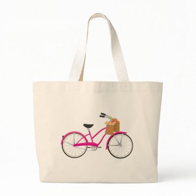 Hot PInk Bicycle with Oranges Bag by trennea
