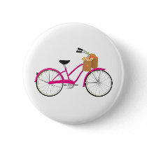 Hot PInk Bicycle with Oranges buttons by trennea Hot PInk Bicycle with Oranges buttons