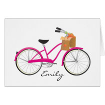 Hot PInk Bicycle with Oranges cards by trennea Hot PInk Bicycle with Oranges cards