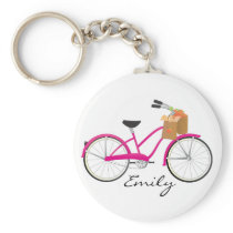 Hot PInk Bicycle with Oranges Key Chains