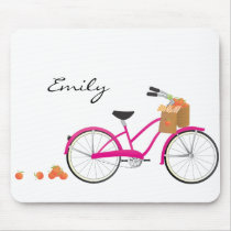 Hot PInk Bicycle with Oranges mousepads by trennea Hot PInk Bicycle with Oranges mousepads