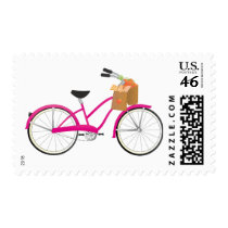 Hot PInk Bicycle with Oranges Stamps