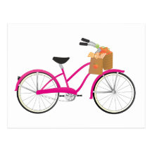 Hot PInk Bicycle with Oranges Postcards