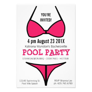Hot Pink Bikini Ladies Bachelorette Party Personalized Announcement