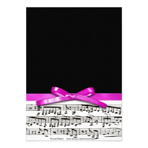 Hot Pink Black and white music recital concert Invitation