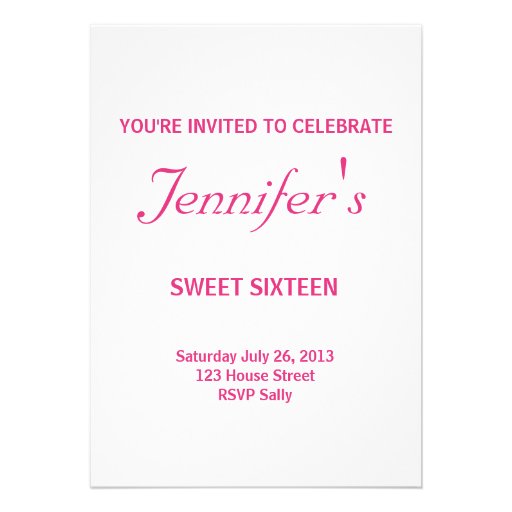 Hot Pink Black Chandelier Sweet Sixteen Invitation