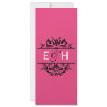 Hot Pink &amp; Black Crest Skinny Save the Date Custom Announcement