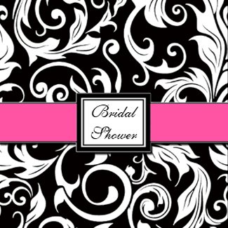 Hot Pink & Black Damask Bridal Shower Invitations invitation