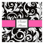 Hot Pink & Black Damask Bridal Shower Invitations