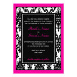 Hot Pink & Black Damask Wedding Custom Invites