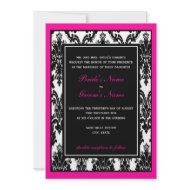 Hot Pink & Black Damask Wedding invitation
