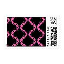 hot pink black diamond mod damask postage stamp