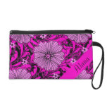 Hot Pink & Black Floral Chaos Wristlet Purse