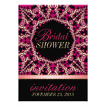 Hot Pink + Black Flourish Bridal Shower Party Invi Custom Announcements