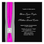 Hot Pink Black Fuchsia Pink Bow Wedding Custom Invitations