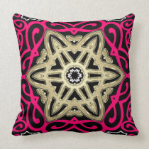 Hot Pink Black & Gold Celtic Star Big Cushion american mojo pillows