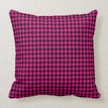Hot Pink/Black Houndstooth Throw Pillows