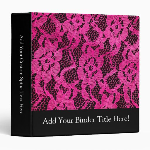 Hot Pink/Black LaceLook 3 Ring Binder Zazzle