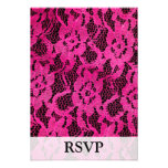 Hot Pink/Black Lace-Look Invitations