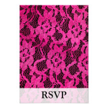 Hot Pink/Black Lace-Look Invitations