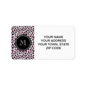 Hot Pink Black Leopard Animal Print with Monogram Labels