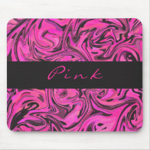Hot Pink & Black Liquid Swirlz Mousepad