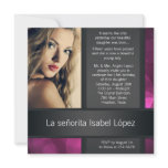 Hot Pink Black Photo Quinceanera Invitations