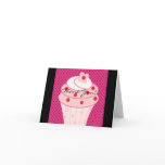 Hot Pink Black Pink Cupcake Thank You Cards