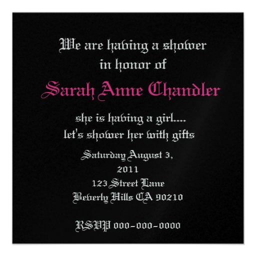 Hot Pink & Black Polka Dot Baby Invitation