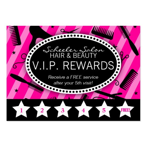 Hot Pink & Black Salon Loyalty Business Card